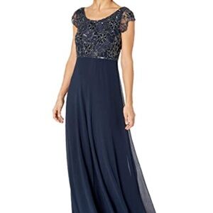 J Kara long dress with flutter sleeve